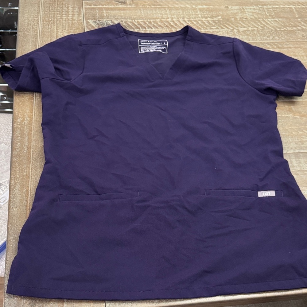 Figs Deep Purple V-Neck Scrub Top